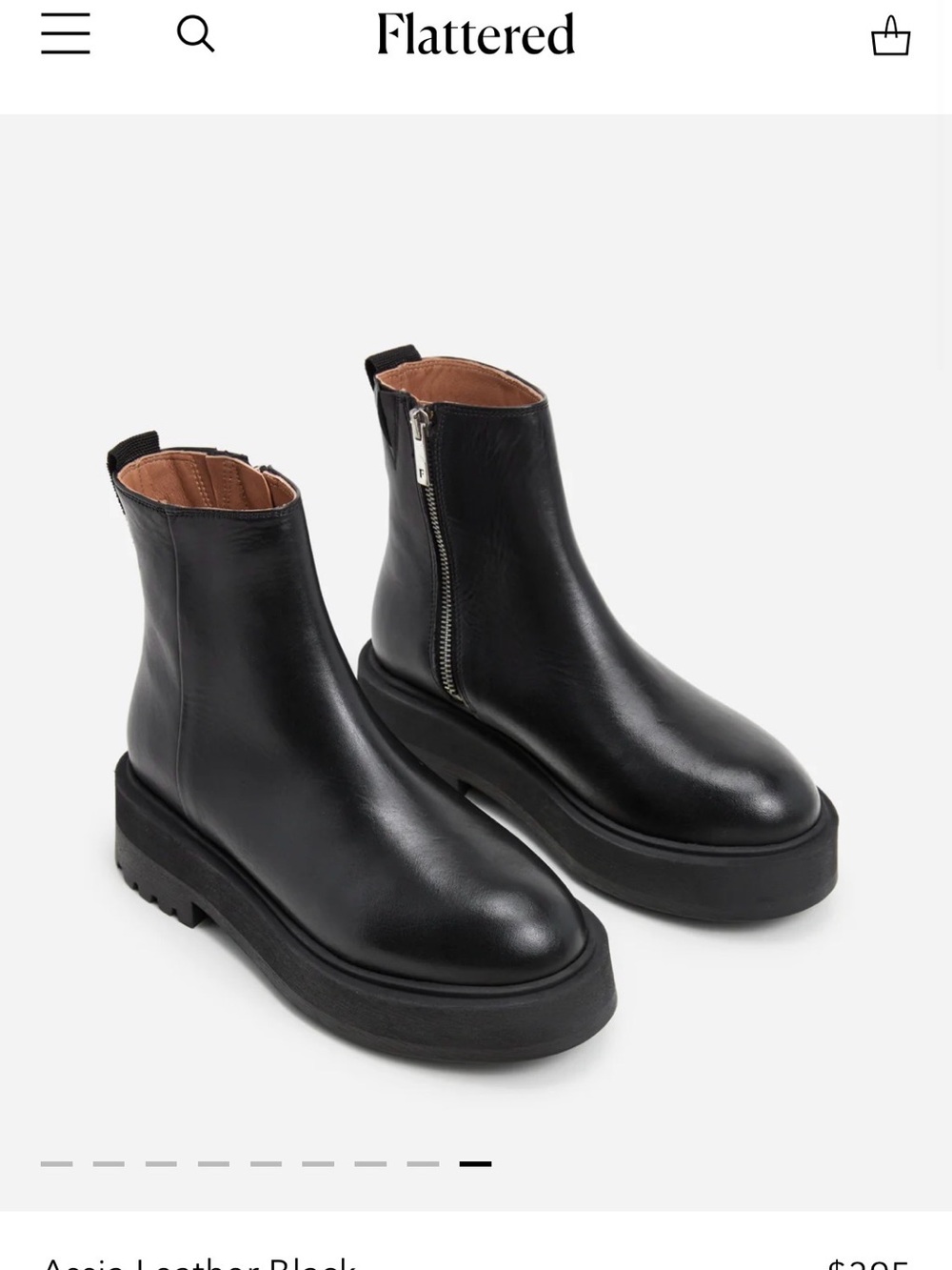 Flattered Black Leather Platform Ankle Boots